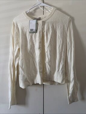 H&M Cream Button-Up Knit Cardigan